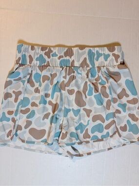 Source Unknown Blue & Tan Abstract Print Athletic Shorts
